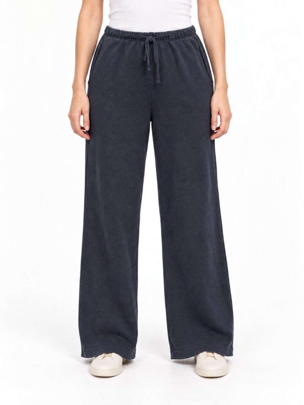 Reformation Navy Tencel Blend Wide Leg Lounge Pants Medium Petite